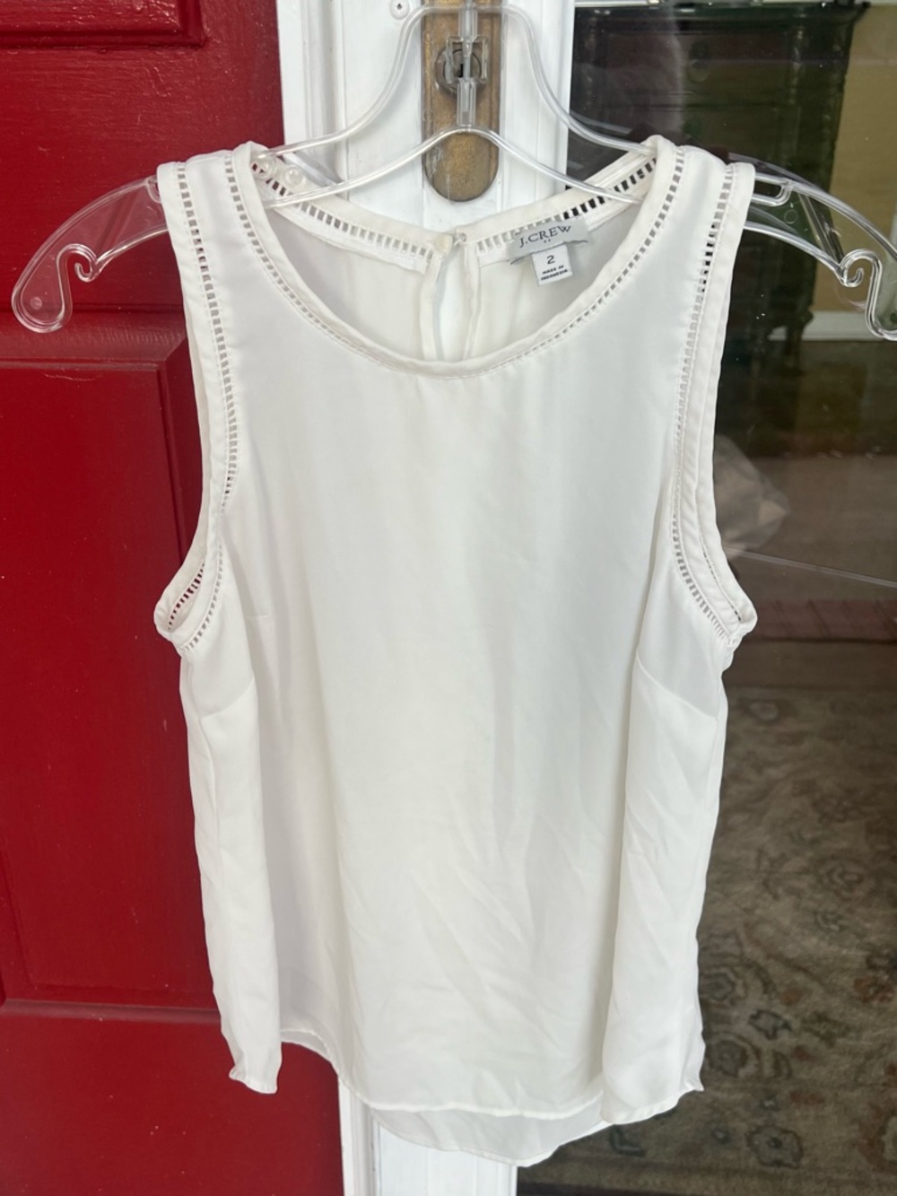 J. Crew White Sleeveless Blouse